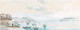 Vincenzo D\'Esposito - The Grand Harbour, Valetta; and Fishing xebecs in the Mediterranean
