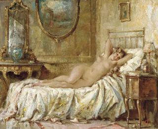 Vincenzo Irolli - A recling nude on a bed