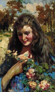 Vincenzo Irolli - A Young Beauty Smelling Roses