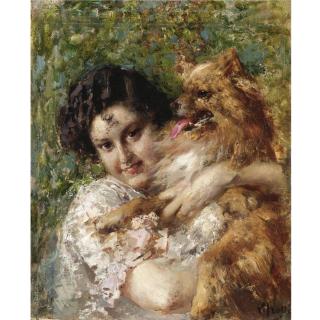 Vincenzo Irolli - Giovane Donna Con Cagnolino