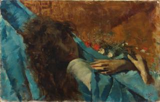 Vincenzo Irolli - Ritratto di fanciulla con mazzo di fiori