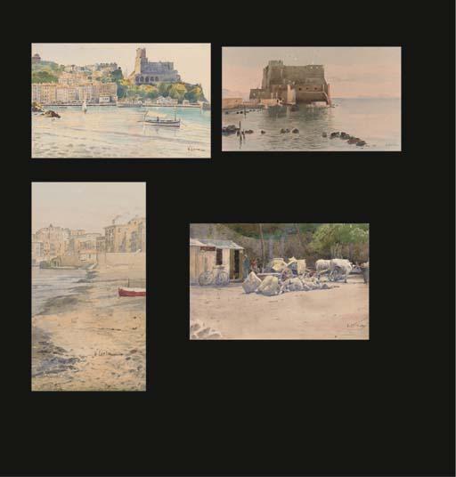 Vincenzo Loria - Castello Dell\' Ovo, Naples; Castello de Lerici; La Marina Spiaggia, Pozzuoli; and Carro Massi, Lerici