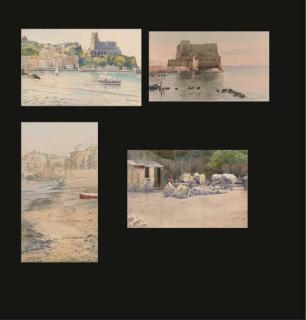 Vincenzo Loria - Castello Dell\' Ovo, Naples; Castello de Lerici; La Marina Spiaggia, Pozzuoli; and Carro Massi, Lerici