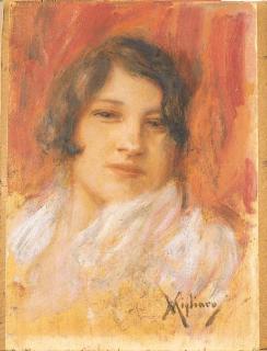 Vincenzo Migliaro - Donna Su Fondo Rosso