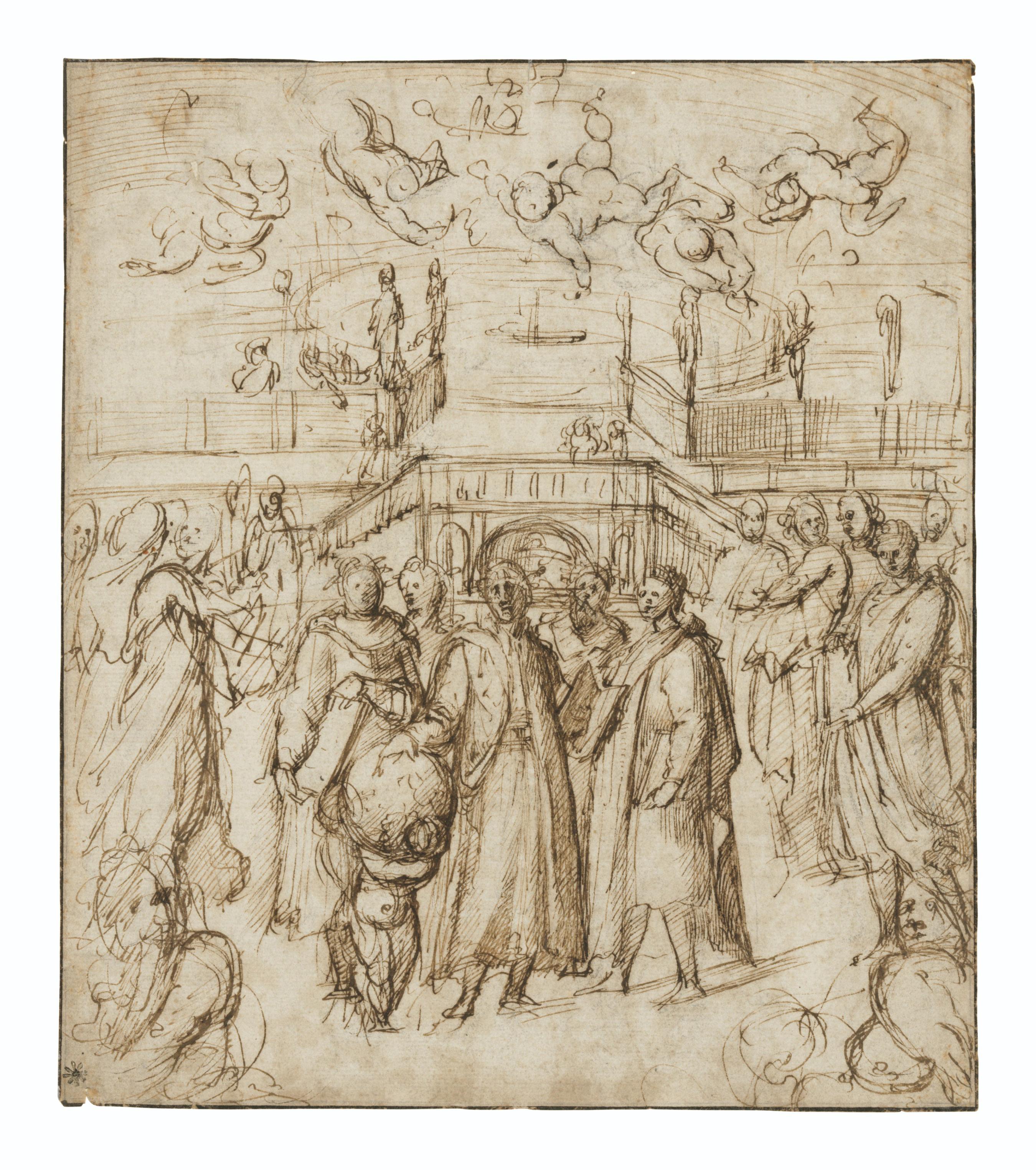 Vincenzo Tamagni - Allegorical scene with five Tuscan poets