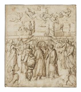 Vincenzo Tamagni - Allegorical scene with five Tuscan poets