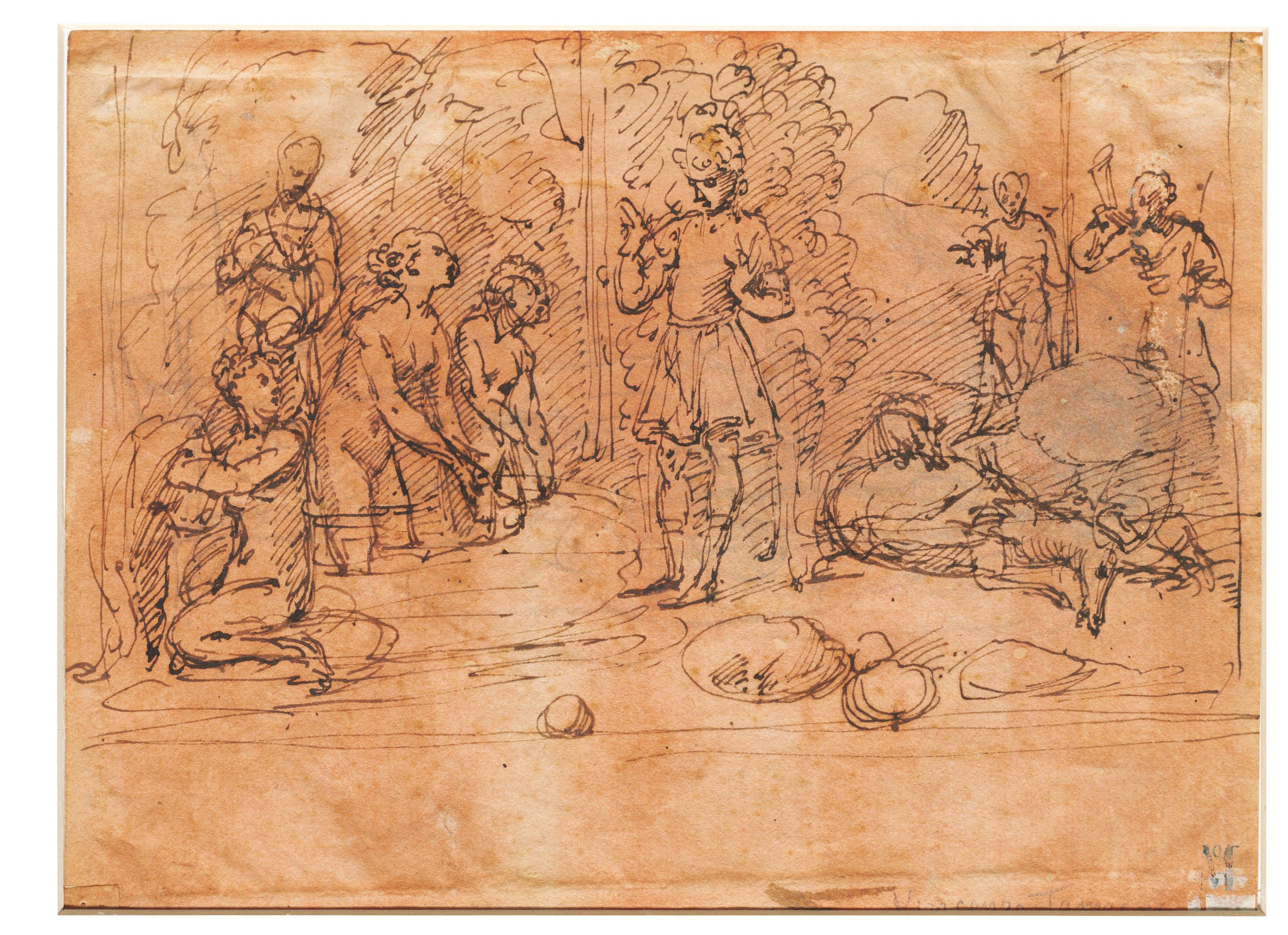 Vincenzo Tamagni - Diana and her nymphs surprised by Actaeon (recto); The Virgin with the suckling Child (verso)