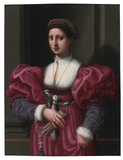 Vincenzo Tamagni - Portrait Of A Lady In A Crimson Dress