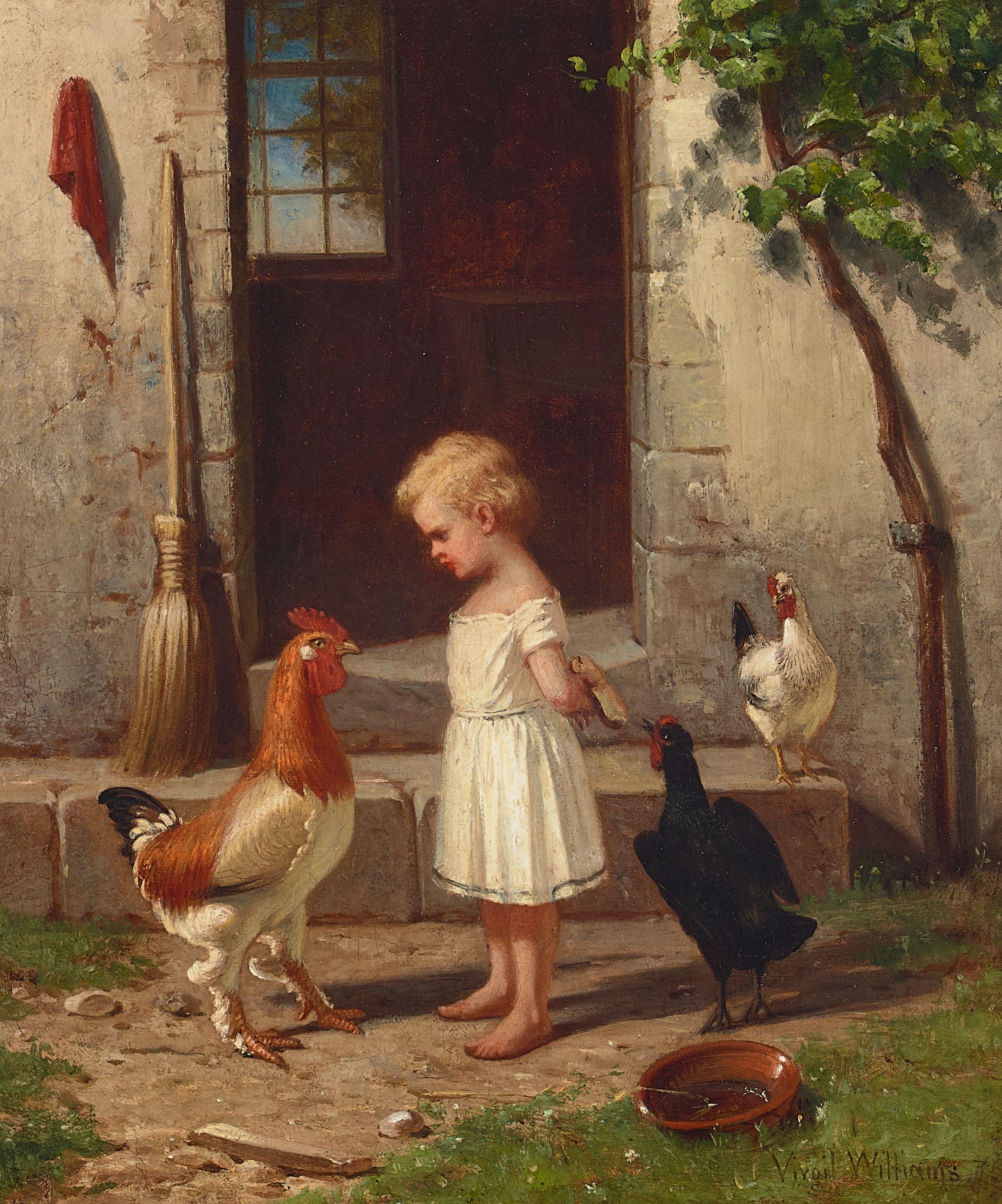 Virgil Williams - The Pilfering Hen 14 x 12 in. framed 24 x 22 in.