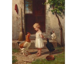 Virgil Williams - The Pilfering Hen 14 x 12 in. framed 24 x 22 in.