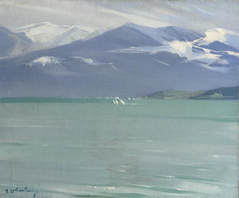 Virgilio Costantini - Wintersday at the lake Lac de Thune, Switzerland