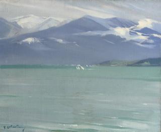 Virgilio Costantini - Wintersday at the lake Lac de Thune, Switzerland