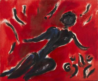 Virgilio Guidi - Figura su sfondo rosso