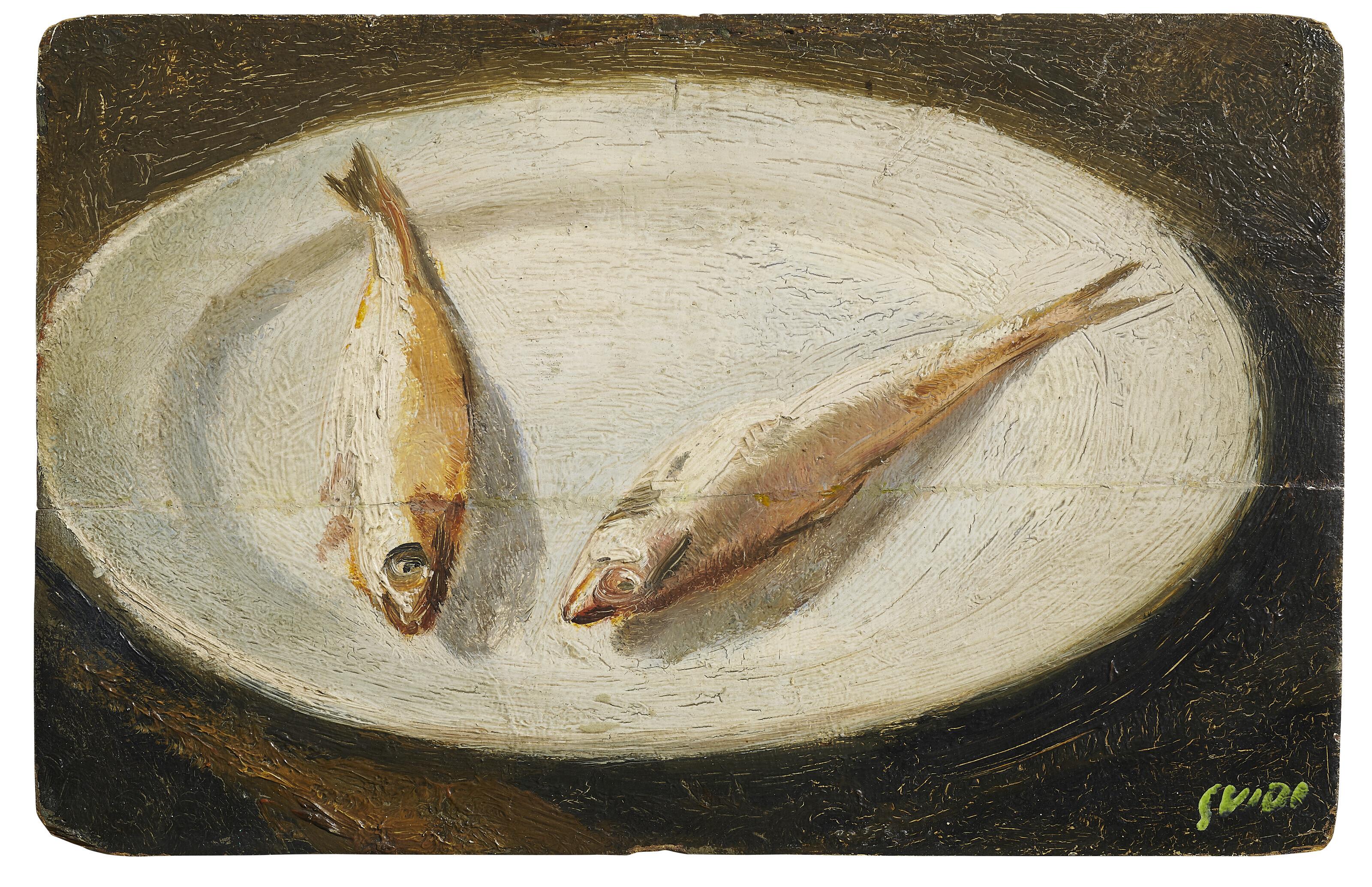 Virgilio Guidi - Natura morta con pesci