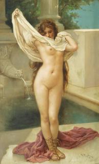 Virgilio Tojetti - L\'Heure Du Bainvirgilio Tojetti ; Bath Time ; Signed And Dated \'97 Lower Right ; Oil On Canvas
