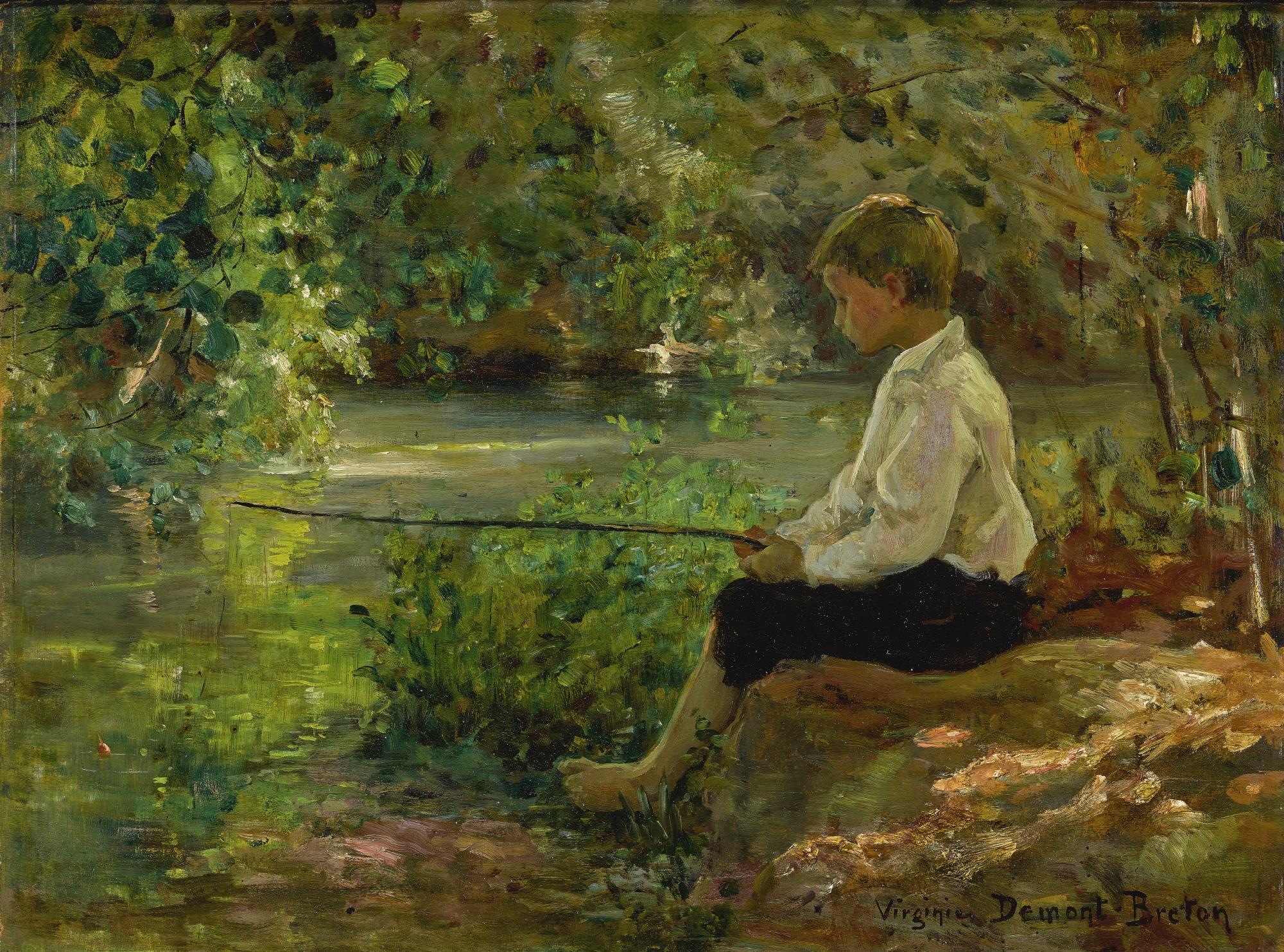 Virginie Demont-Breton - French L\'Enfant À La Pêche