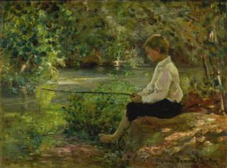 Virginie Demont-Breton - French L\'Enfant À La Pêche