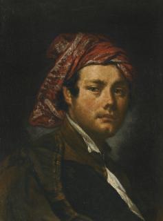 Vittore Ghislandi - Portrait Of A Man, Bust-Length, Wearing A Red Headscarf