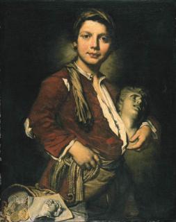 Vittore Ghislandi - Portrait Of A Young Sculptor, Three-Quarter-Length, Holding A Bust