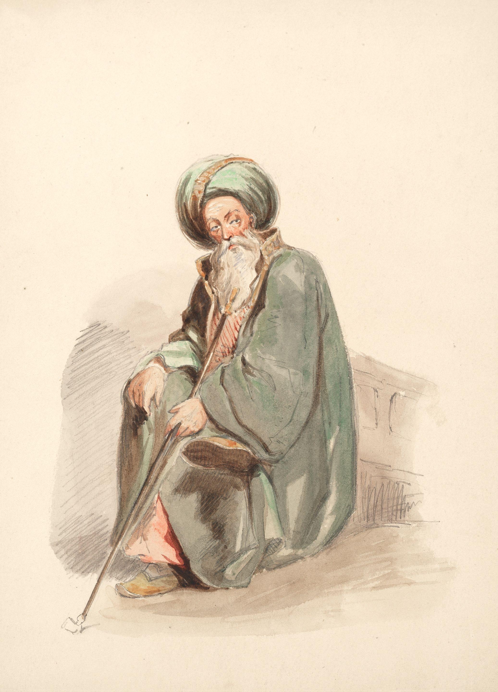 Vittorio Amedeo Preziosi - A Seated Man With Pipe