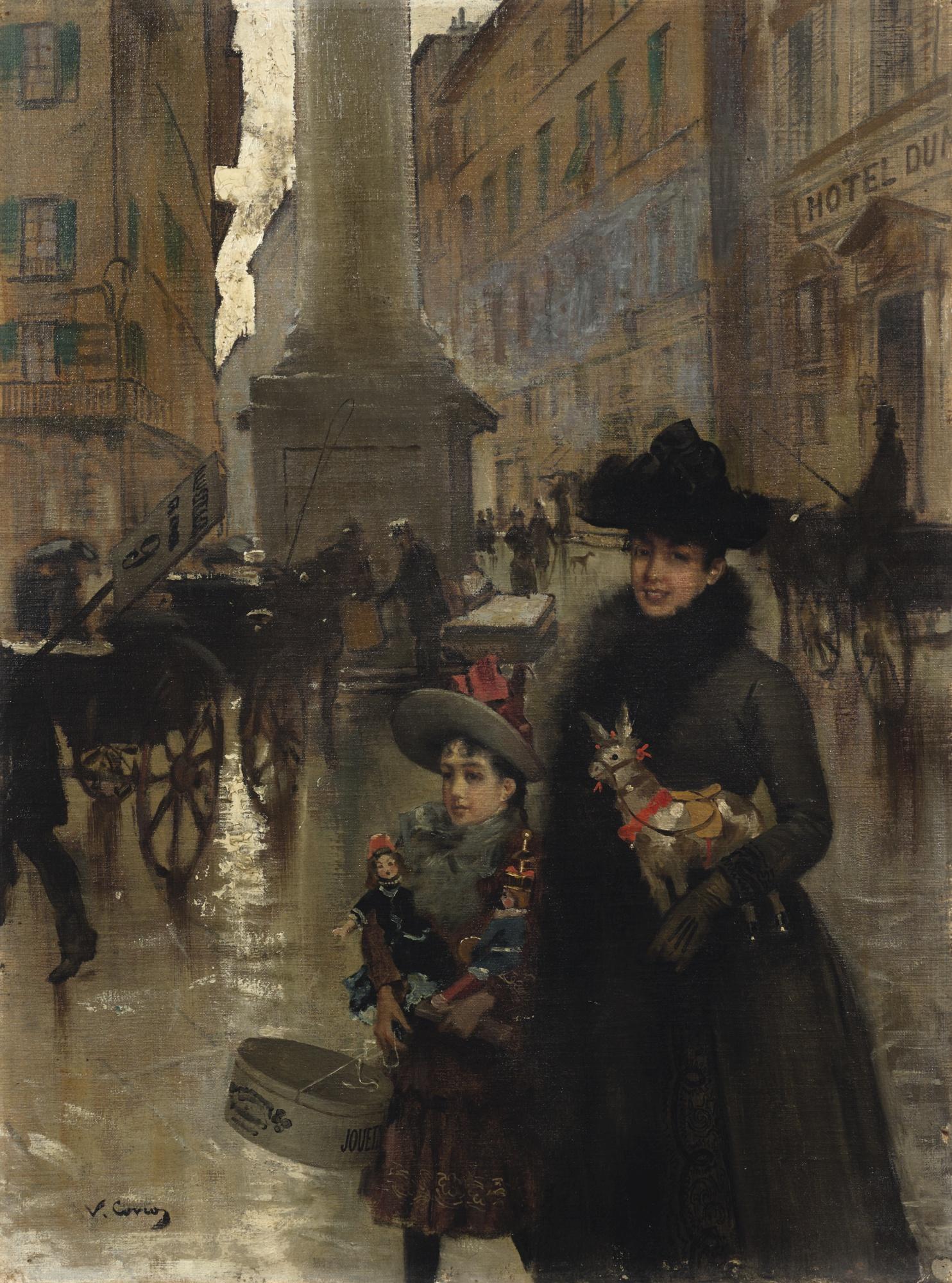 Vittorio Corcos - Italian piazza Santa Trinità, Florence