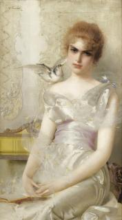 Vittorio Matteo Corcos - Portrait De Jeune Femme