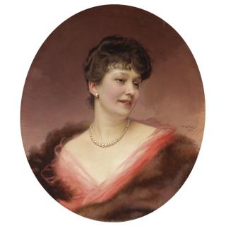 Vittorio Matteo Corcos - Ritratto Di Signora Con Collana Di Perle