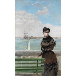 Vittorio Matteo Corcos - Una Donna Elegante A Saint Malo