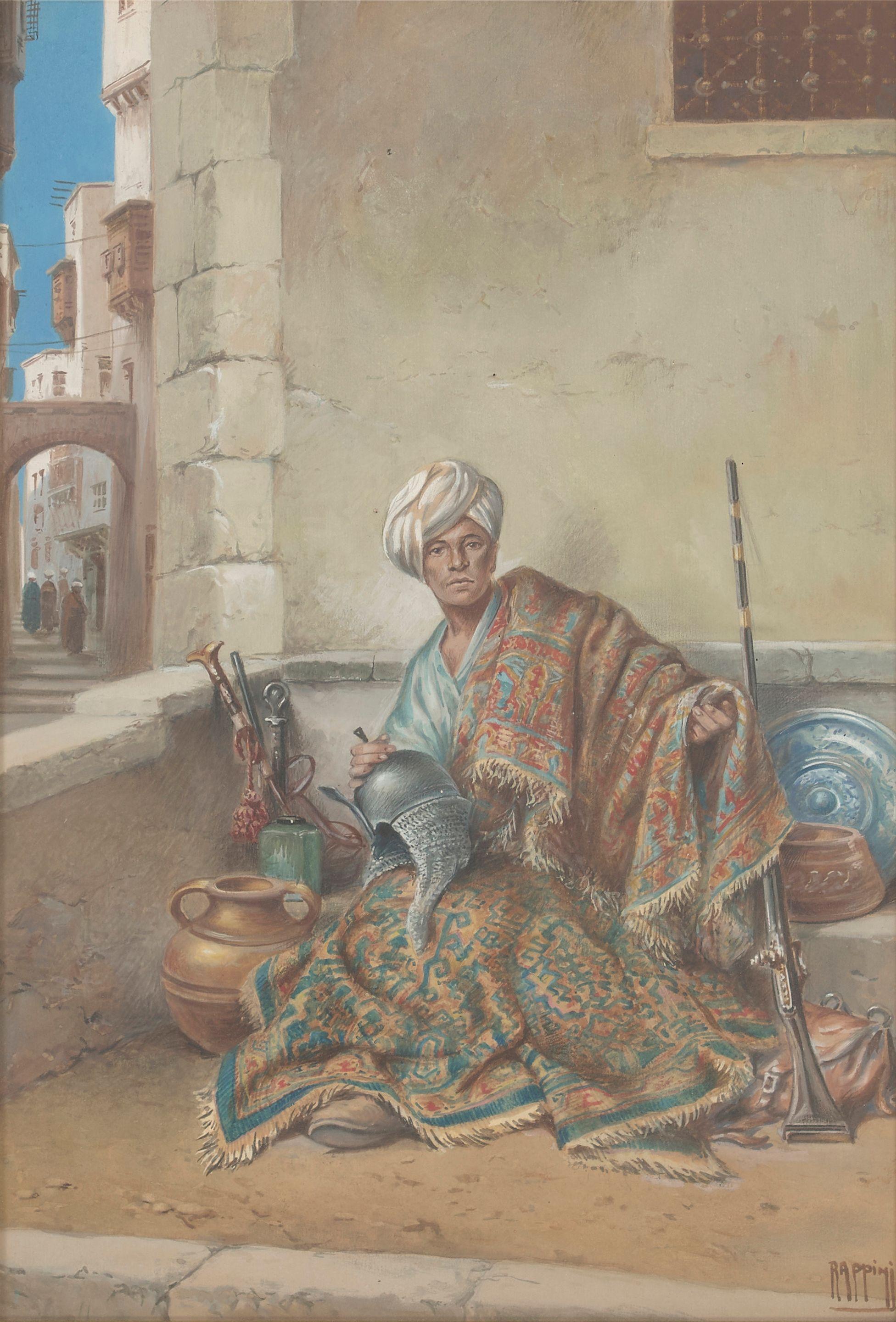 Vittorio Rappini - A bric-a-brac merchant, Cairo 13 1/2 x 9 1/2in (34.3 x 24.1cm)