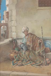 Vittorio Rappini - A bric-a-brac merchant, Cairo 13 1/2 x 9 1/2in (34.3 x 24.1cm)