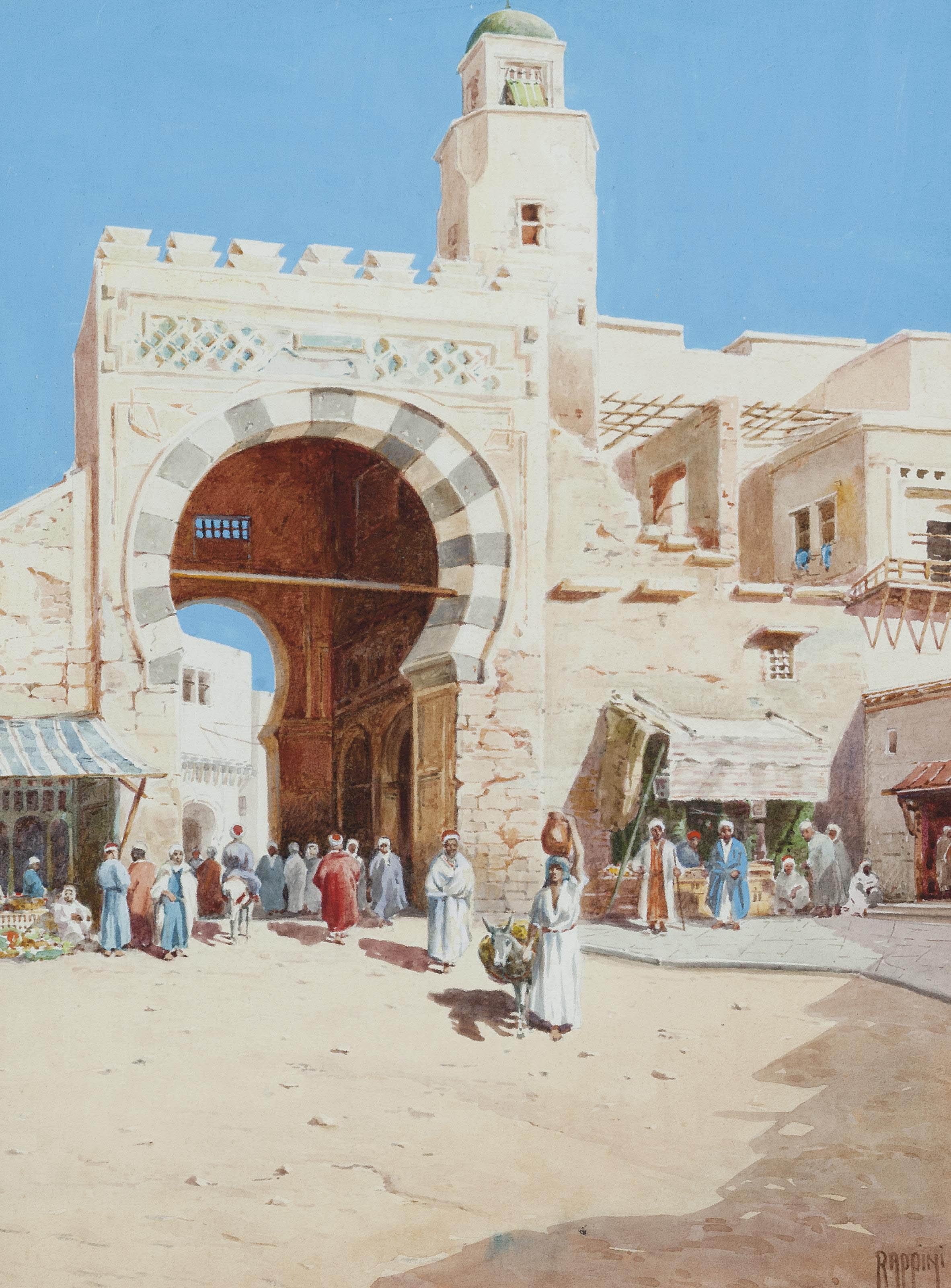 Vittorio Rappini - Arabs at the entrance to a walled city