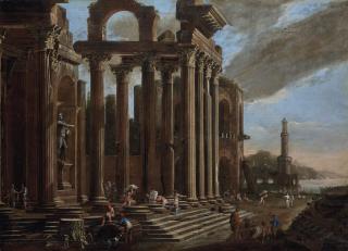 Viviano Codazzi - Marchands Sur Les Marches D\'Un Palais