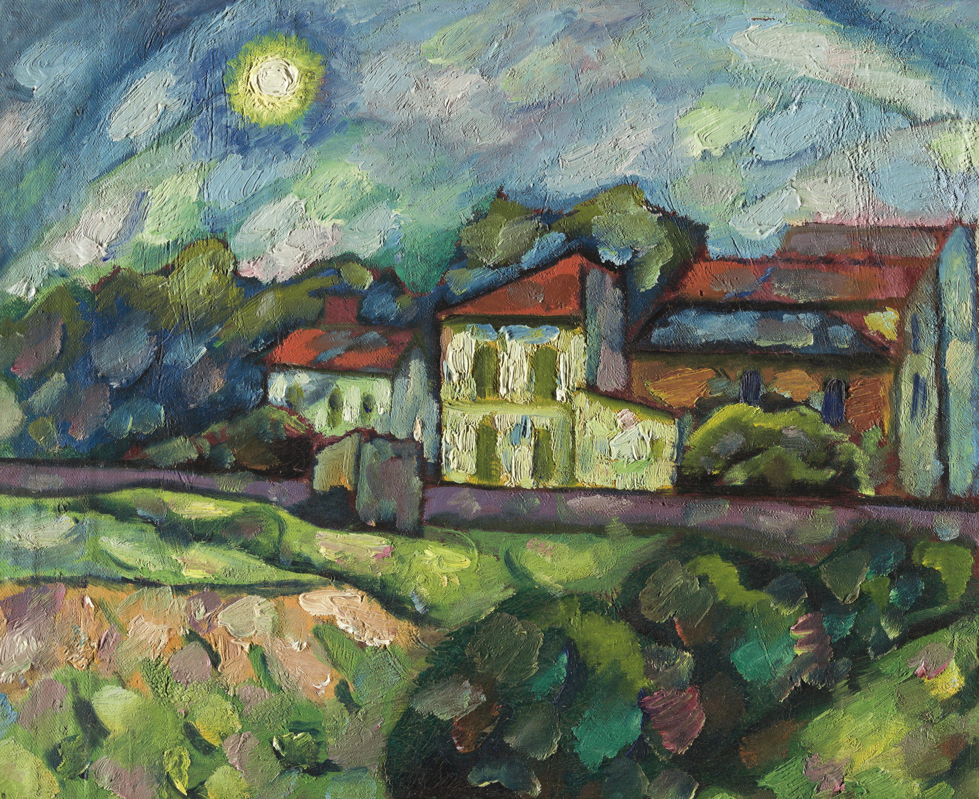 Vladimir Davidovich Baranov-Rossiné - Landscape With Red Roofs