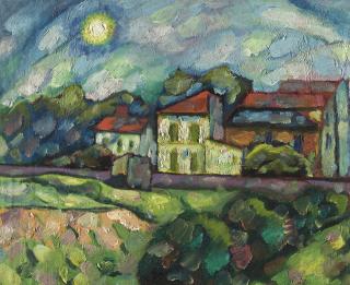 Vladimir Davidovich Baranov-Rossiné - Landscape With Red Roofs