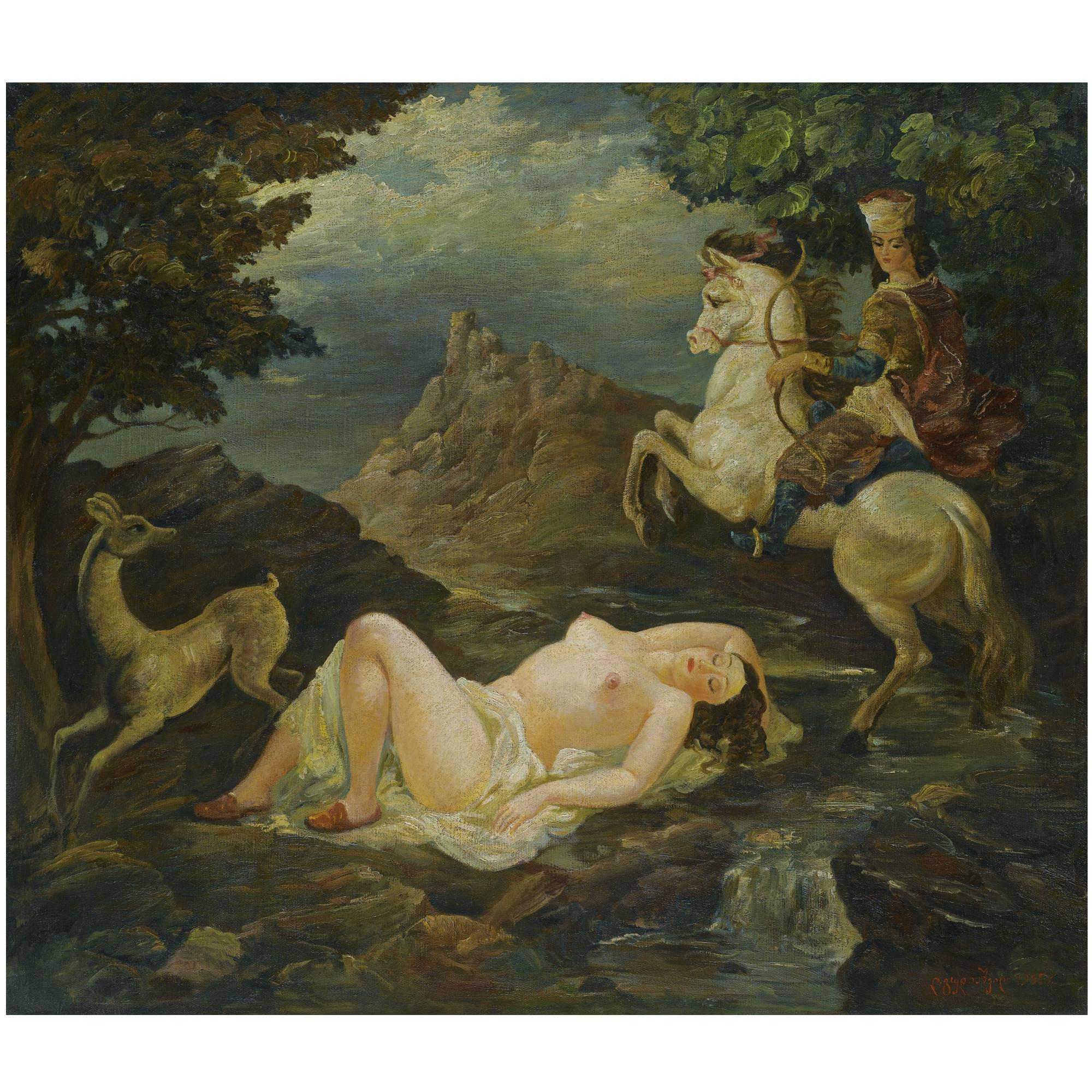 Vladimir Davidovich Gudiashvili - Nude With A Horseman