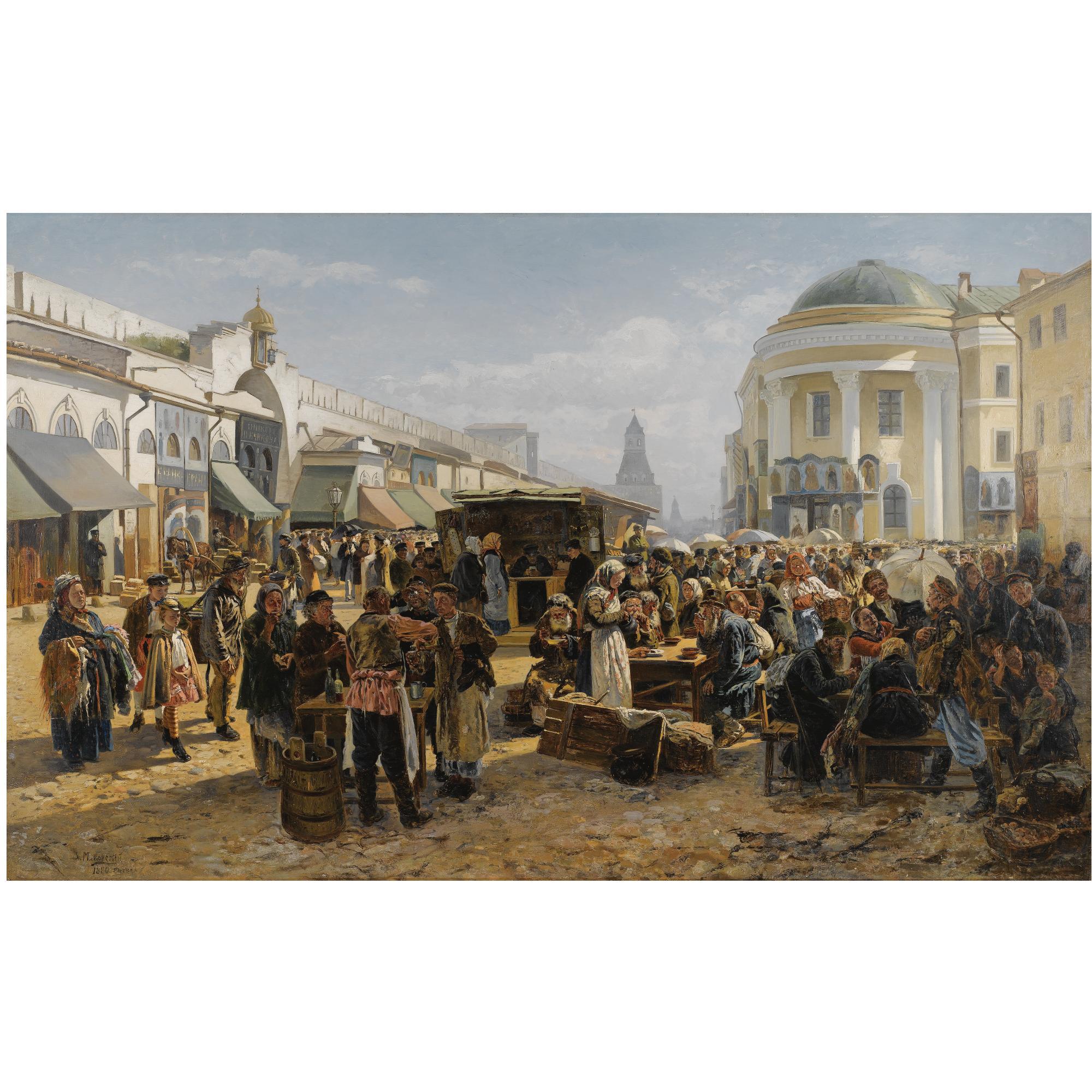 Vladimir Egorovich Makovsky - The Rag Market In Moscow