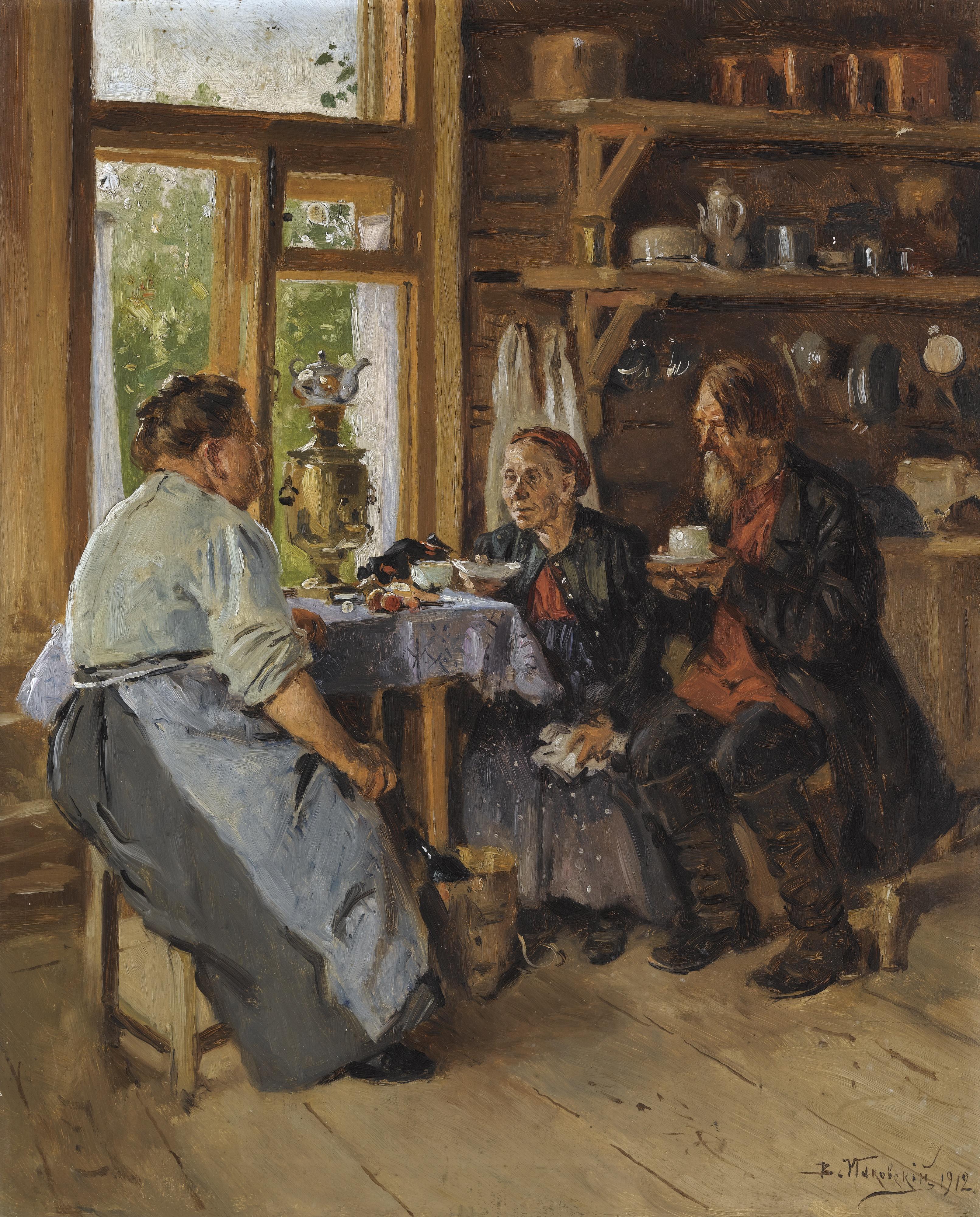 Vladimir Egorovich Makovsky - Visiting The Cook