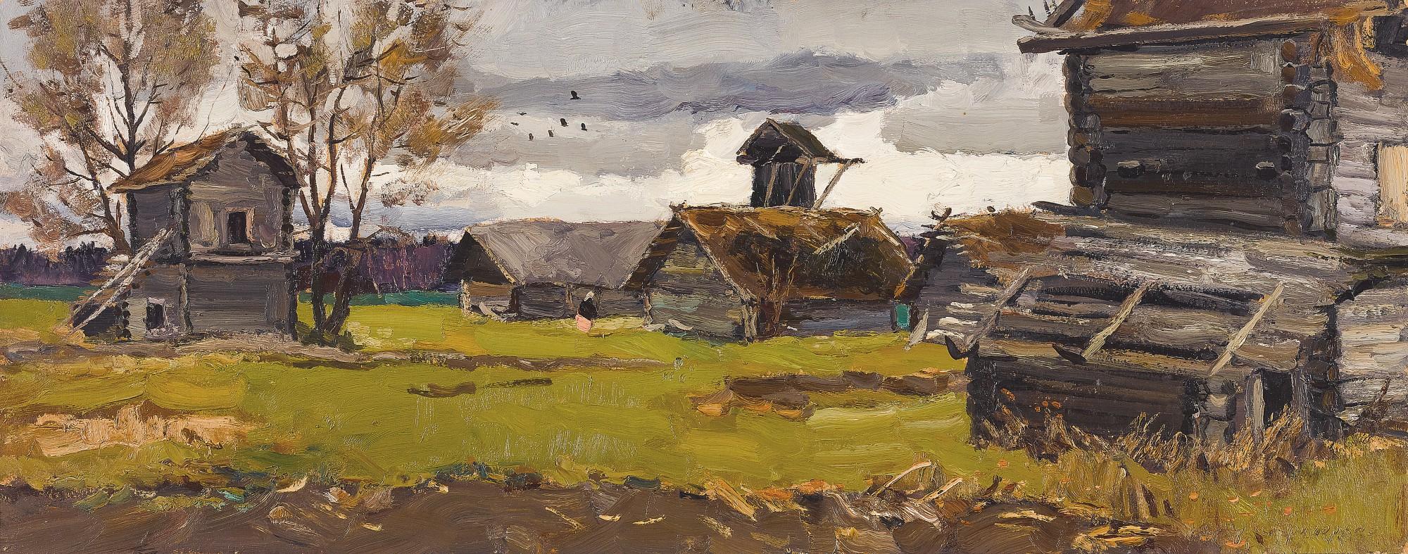 Vladimir Fedorovich Stozharov - Grigorkovo, Study with Windmill and Drying Barns