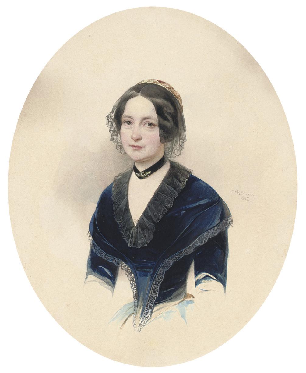 Vladimir Hau - Portrait of a lady in a blue gown