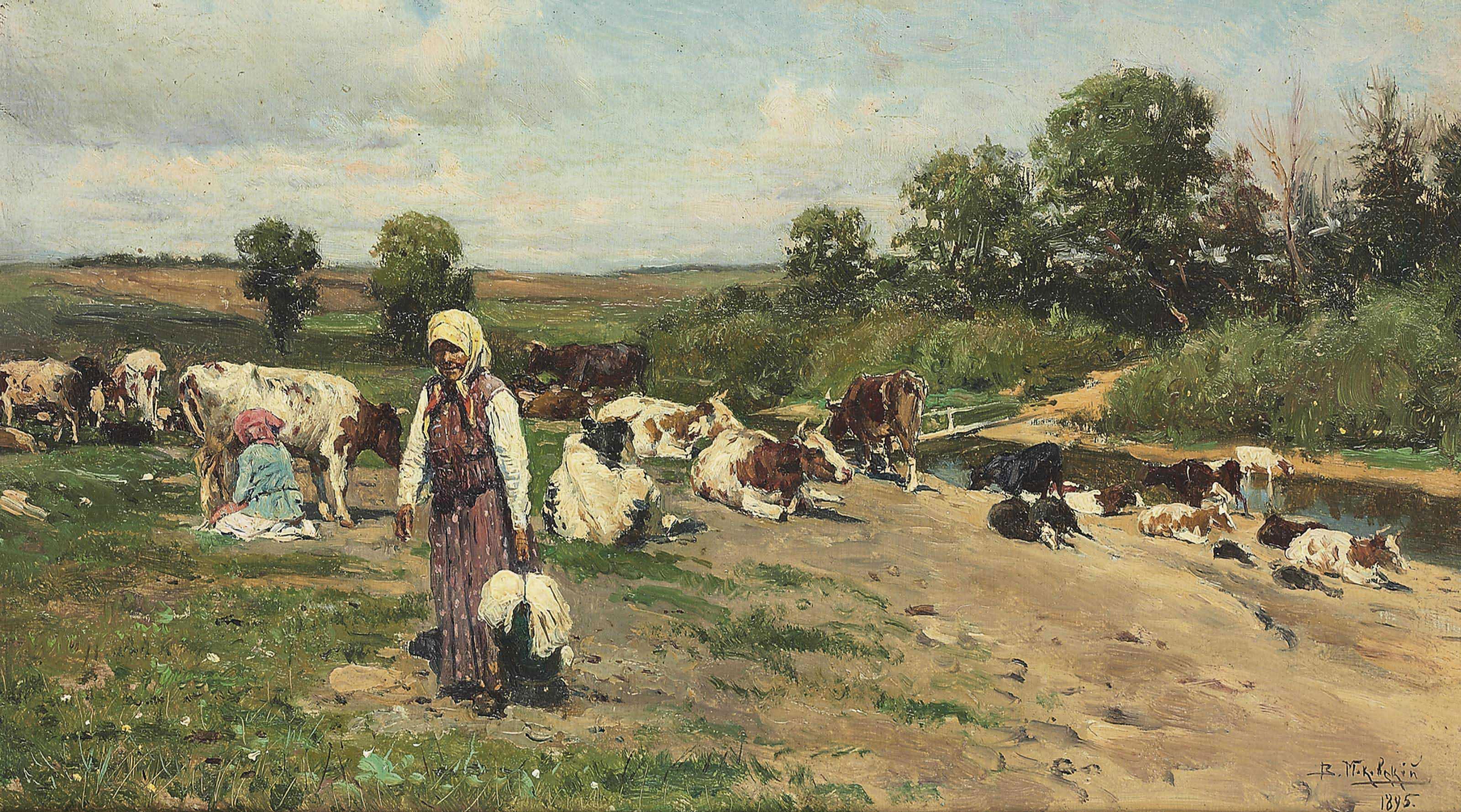 Vladimir Makovsky - Herd By The River