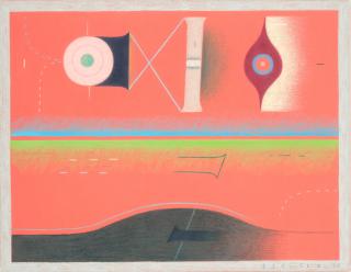 Vladimir Yankilevsky - Abstract composition with geometric forms, from series The Space of Experience 49.5 x 64.7cm (19 1/2 x 25 1/2in).