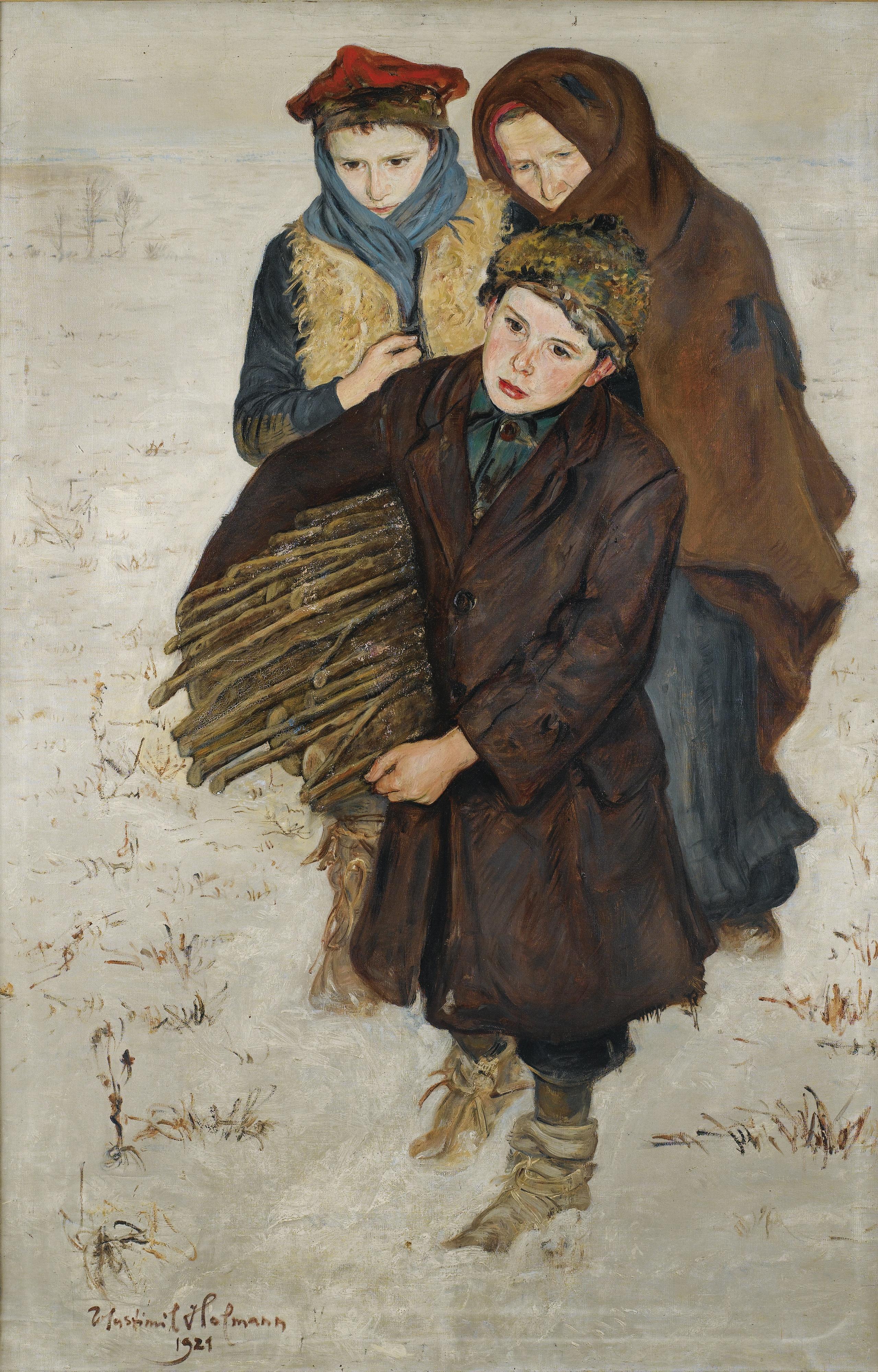 Vlastimil Hoffman Ou Hofmann - Retour De Forêt, Un Jour D\'Hivervlastimil Hofman ; Coming Back Form The Forest, A Winter Day ; Signed And Dated 1921 Lower Left ; Oil On Canvas