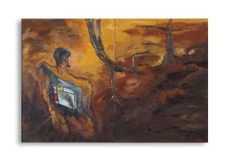 Volker Tannert - Untitled (Figur mit Mondrian-Bild) (Figure with Mondrian Painting)