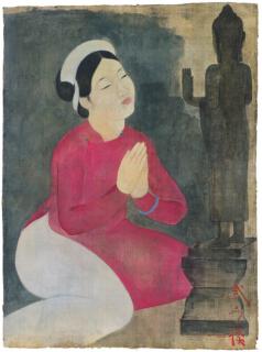 Vu Cao Dam - Le femme au Bouddha (the woman and the buddhist sculpture)