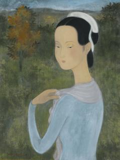 Vu Cao Dam - Portrait De Femme Au Jardin (Portrait Of A Lady In The Garden)