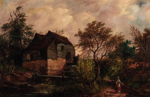 W. B. Henley - A figure before a watermill