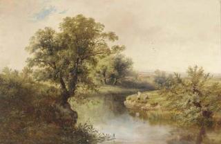 W. B. Henley - Angling at the bend of the river