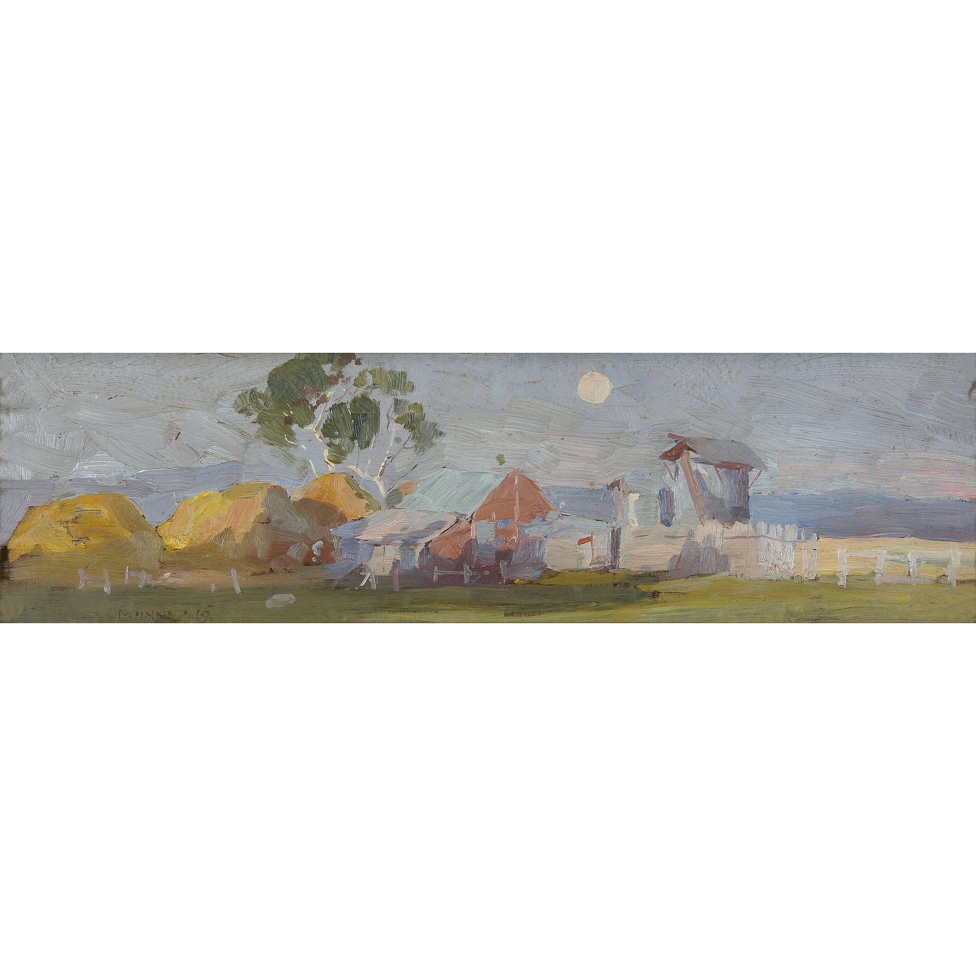 W. B. Mcinnes - Australian Farmyard Under Moonlight