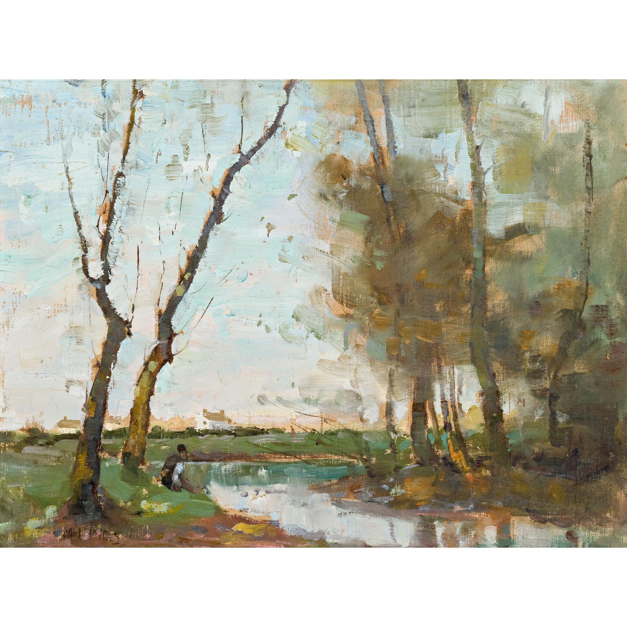 W. B. McInnes - Australian Figure Seated By A River