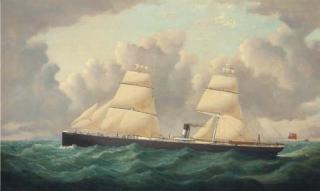 W.H. Davison - The auxiliary steamer Tycho Brahe off the South Stack Lighthouse, Anglesey